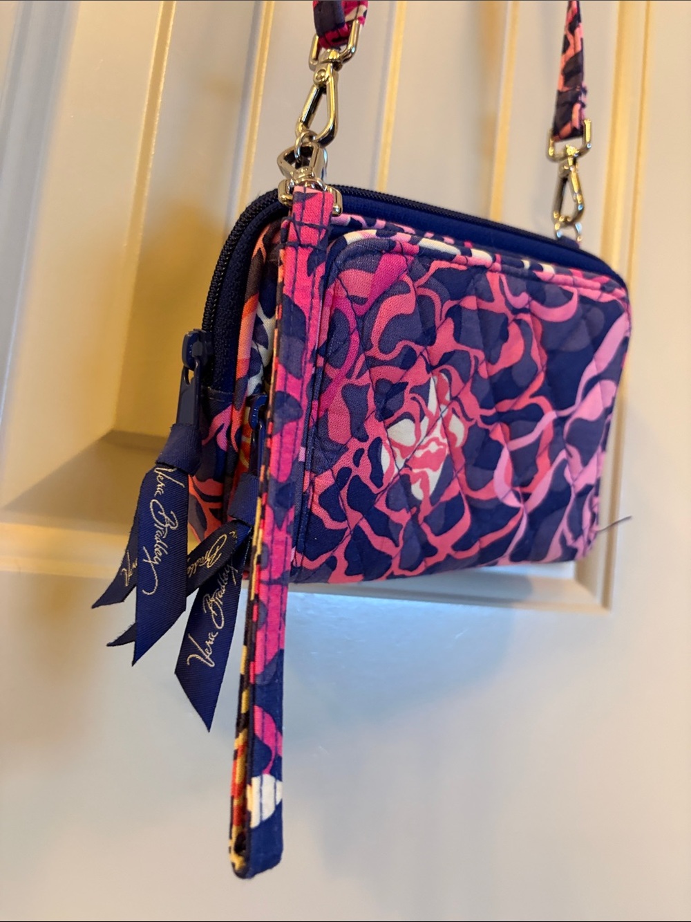 Vera Bradley Pink & Navy Floral Crossbody Wallet